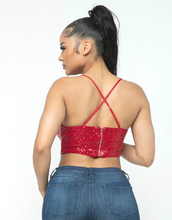 Load image into Gallery viewer, Holly Sequin Crop Top (Red)
